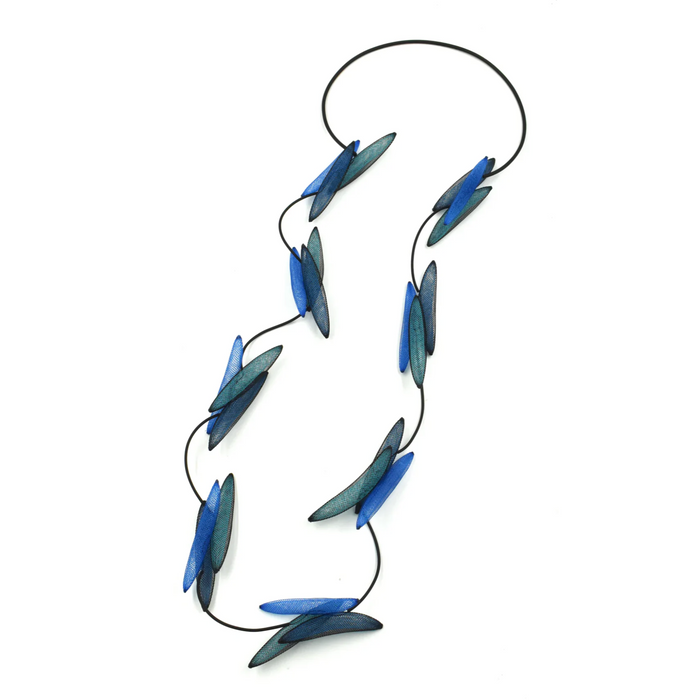 CB508 - Cluster 3 Pods Long Necklace, Blue