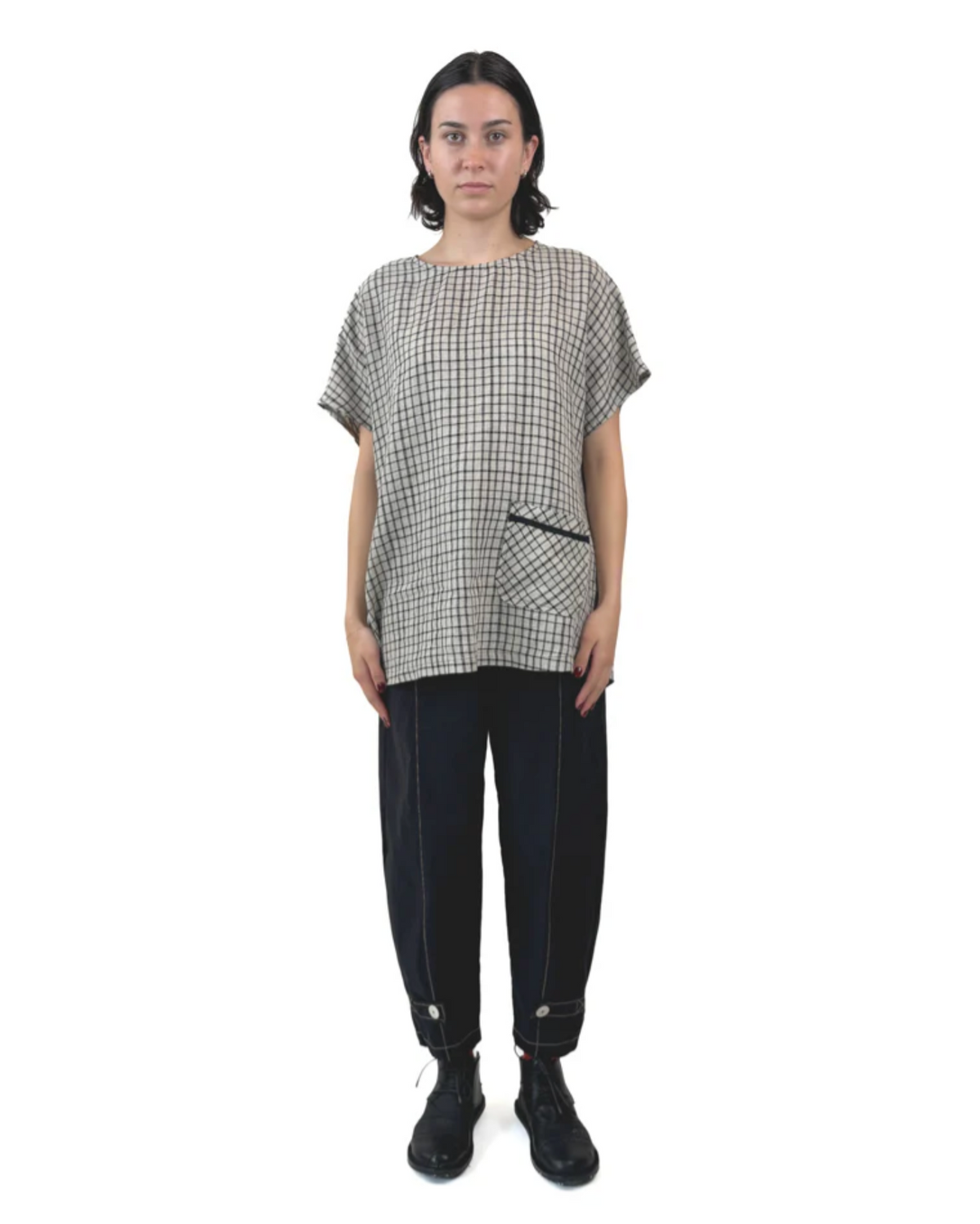 Shelley Black Check Top