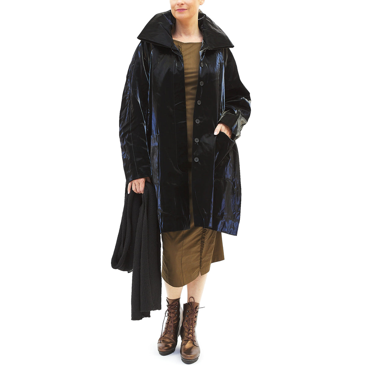 RBW24-3421202 Scarf Coat in Black