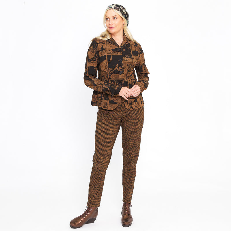 RBW24-3440137 Print Check Pant in Bronze