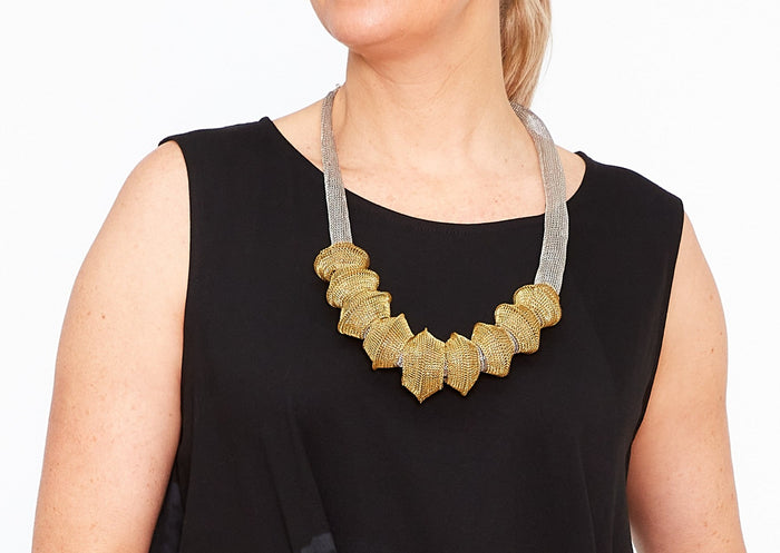 Saucer Necklace - Steel/Brass