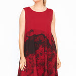 MU231015 - Dress in Red with Black Print