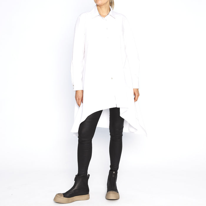 Simone White Shirt with Stripe Collar Stand