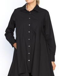 Simone Black Shirt with Stripe Collar Stand