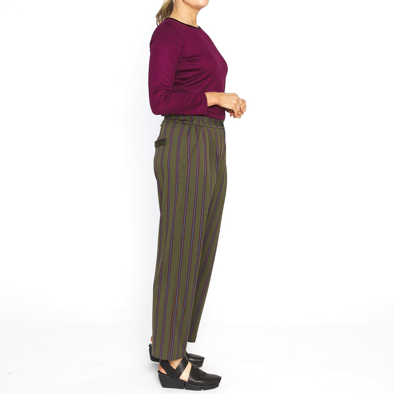Sadie Olive Green Striped Pant