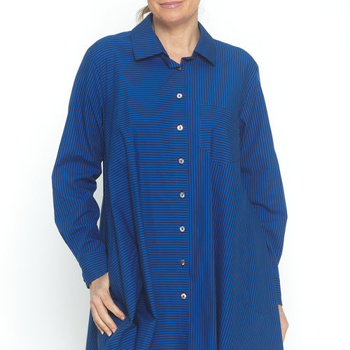 Simone Fine Bluebell and Dark Blue Stripe Shirt