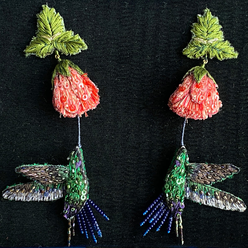 Cuban Emerald Hummingbird Earrings