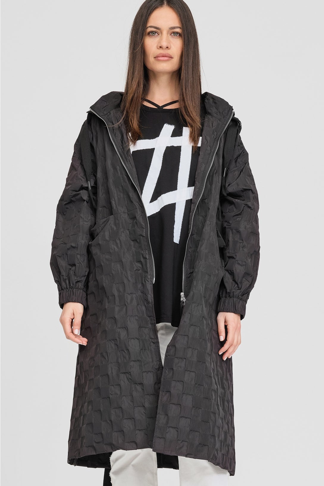 Textured Ascribe Raincoat Black
