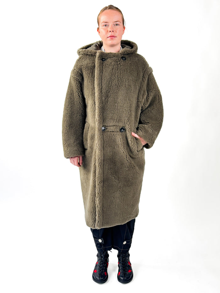 Jojo Khaki Faux Fur Hooded Coat