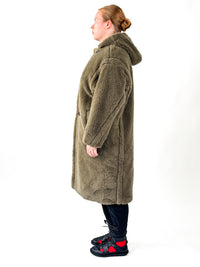Jojo Khaki Faux Fur Hooded Coat