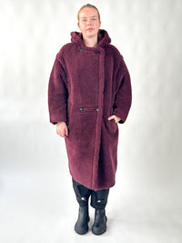 Jojo Sangria Faux Fur Hooded Coat
