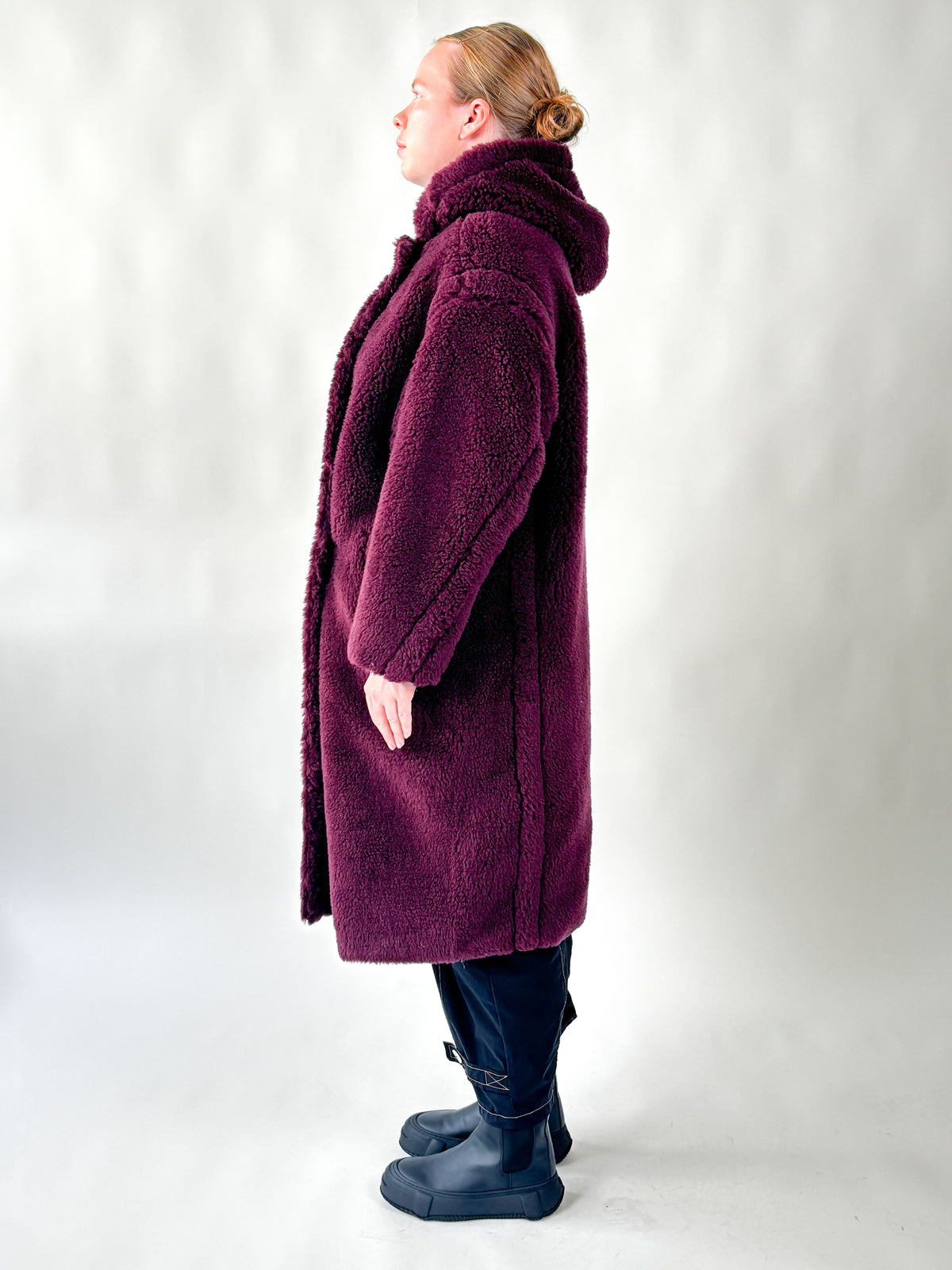 Jojo Sangria Faux Fur Hooded Coat