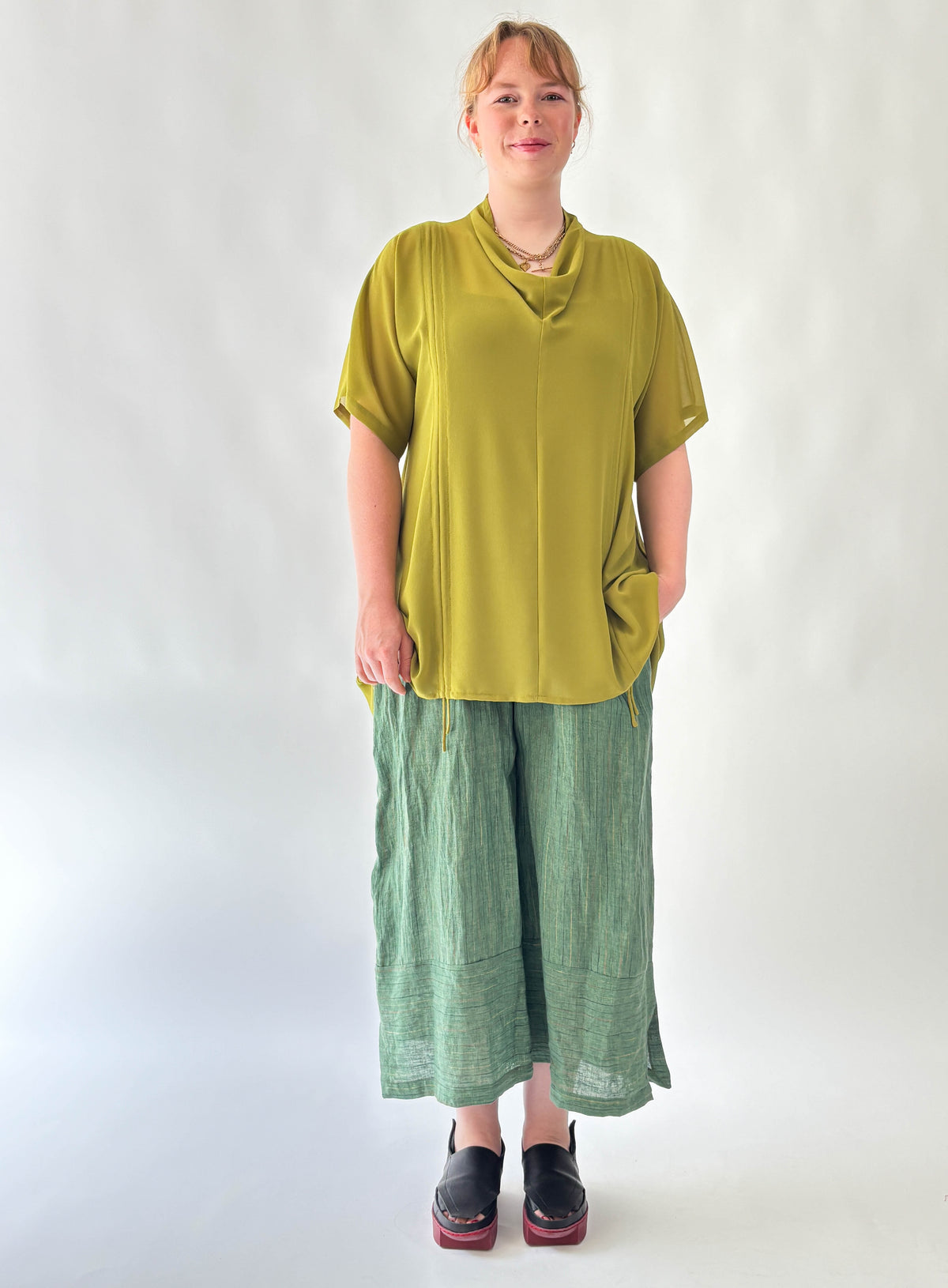 Sigma Green Stripe Linen Pant