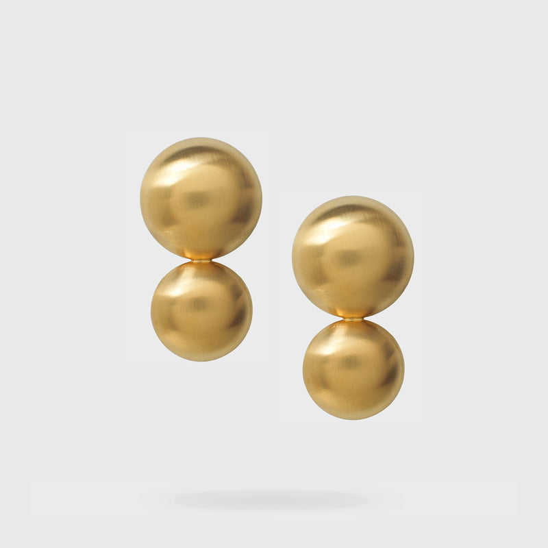 Double Disc Gold Earrings