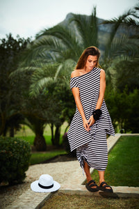 Bat Top - Black & White Stripe