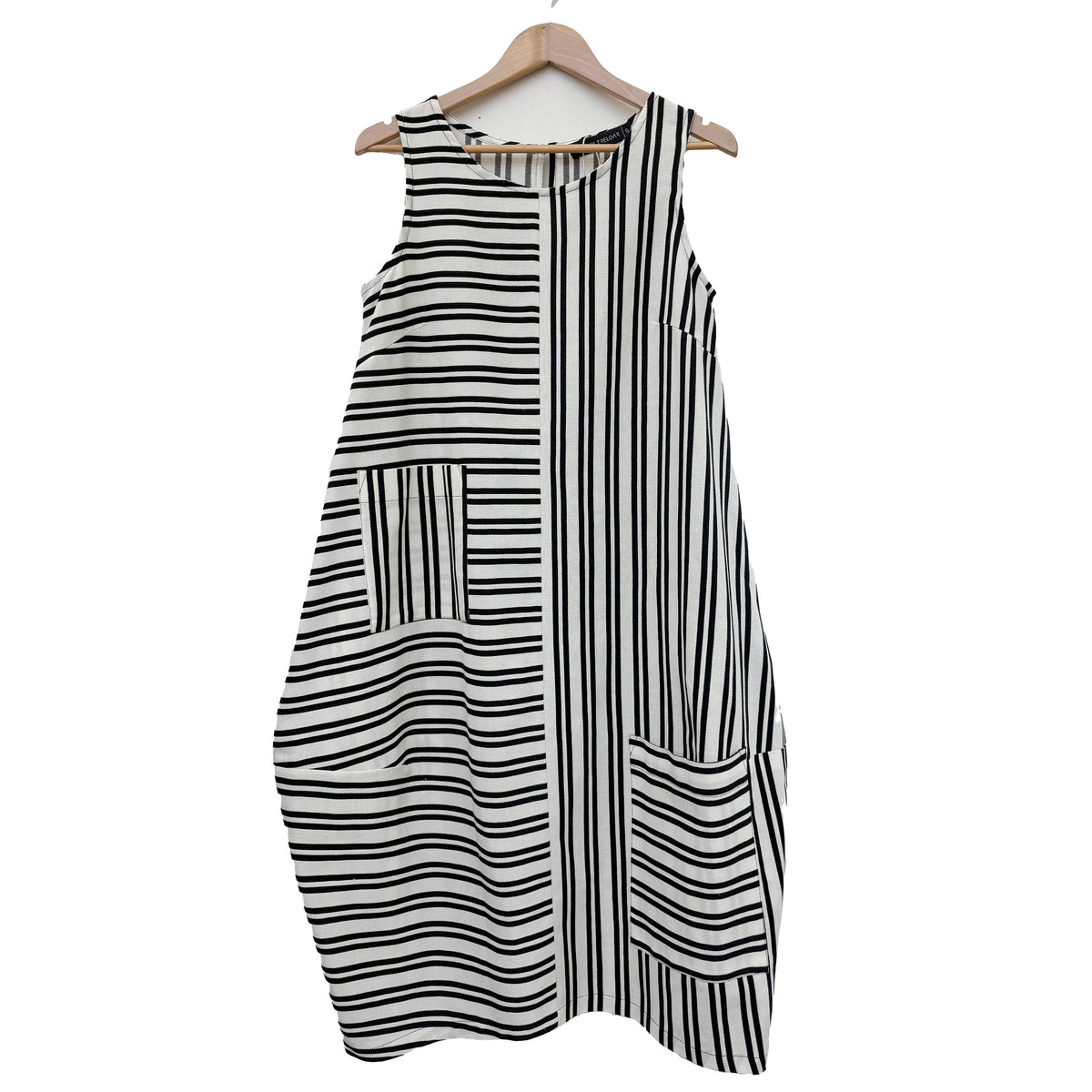 Bop Ivory Black Stripe Dress