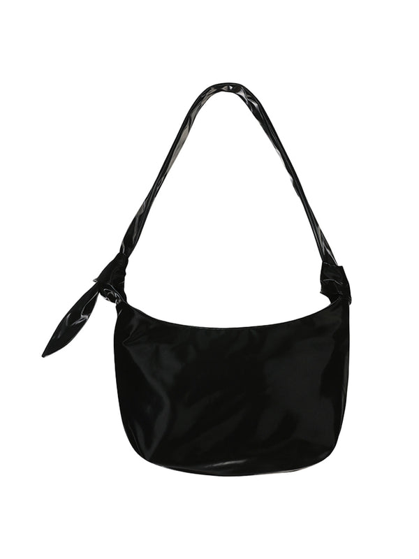 Glossy Halfmoon Cross Bag Black