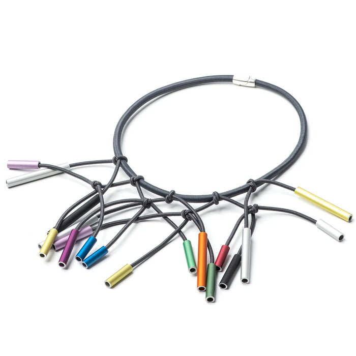 CB353 Tube Knot Twig Necklace, Multicolour/BlackCord
