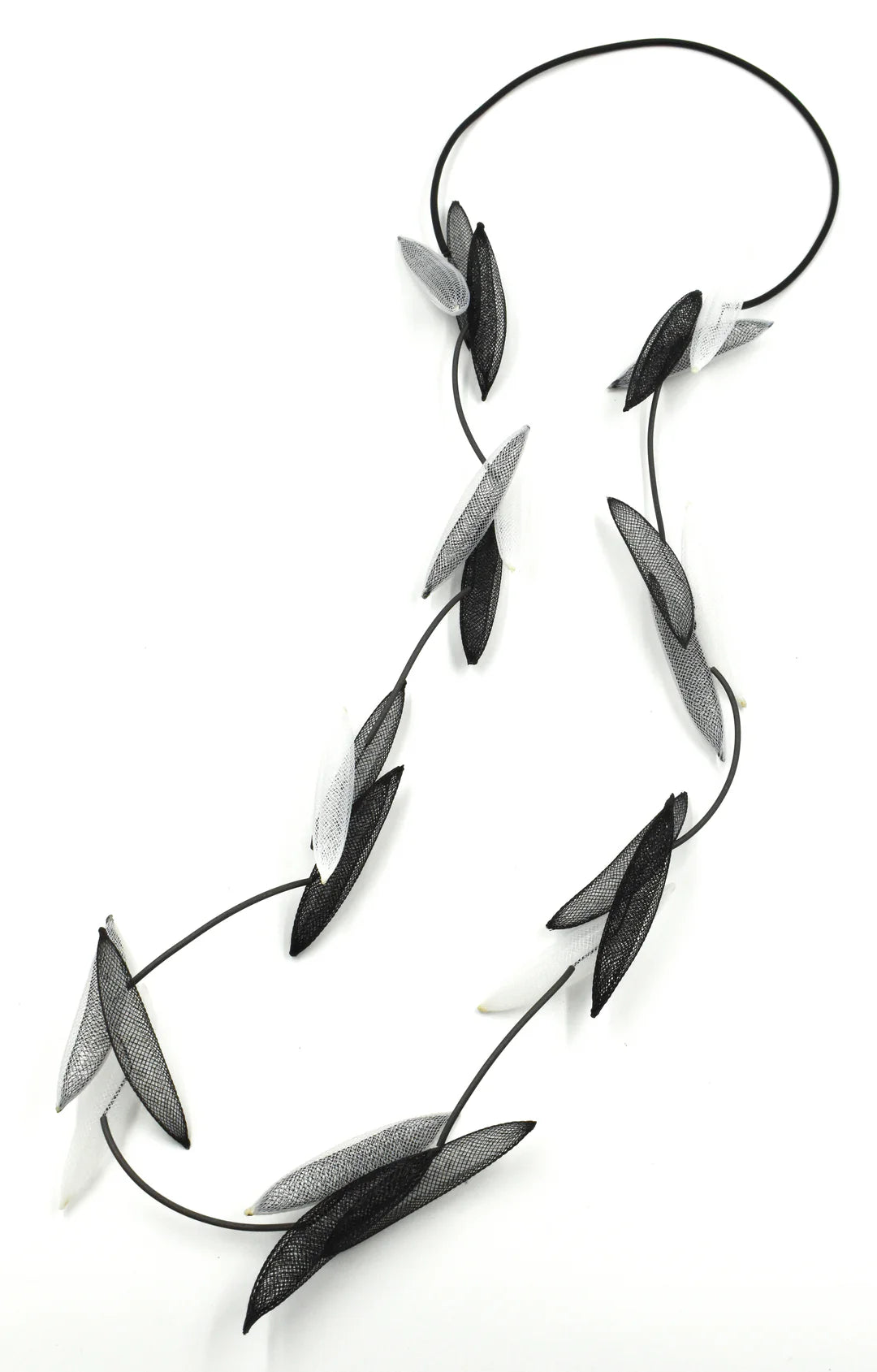 CB508 - Cluster 3 Pods Long Necklace, Black & White