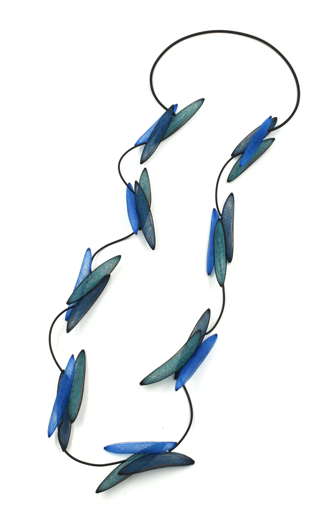 CB508 - Cluster 3 Pods Long Necklace, Blue