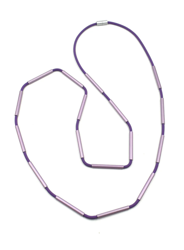CB507 - Violet Purple Separated Bar Necklace
