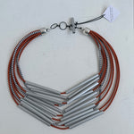 CB139 - MultiTube Necklace in Rust/Silver