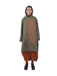 253 007 Khaki Coat with Orange Trims