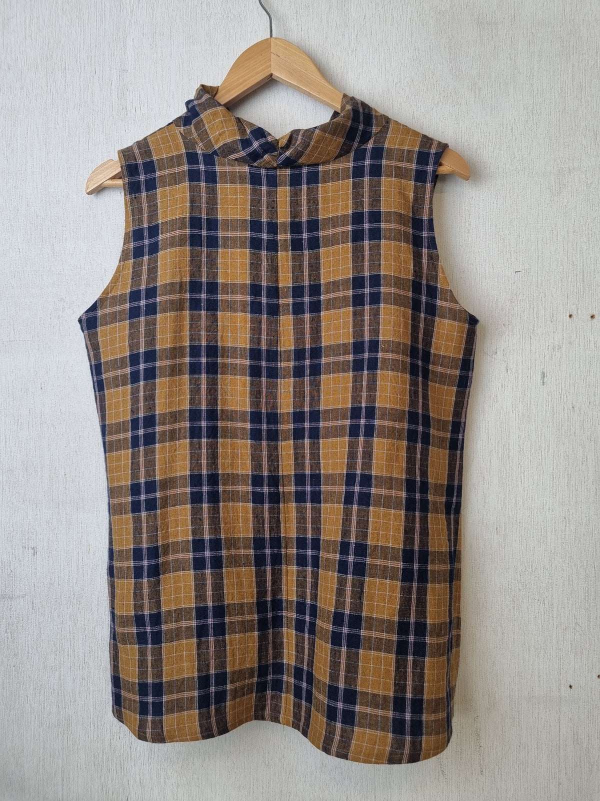 Summer Indigo Check Top