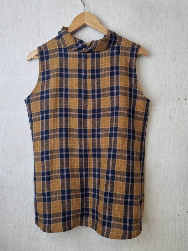 Summer Indigo Check Top