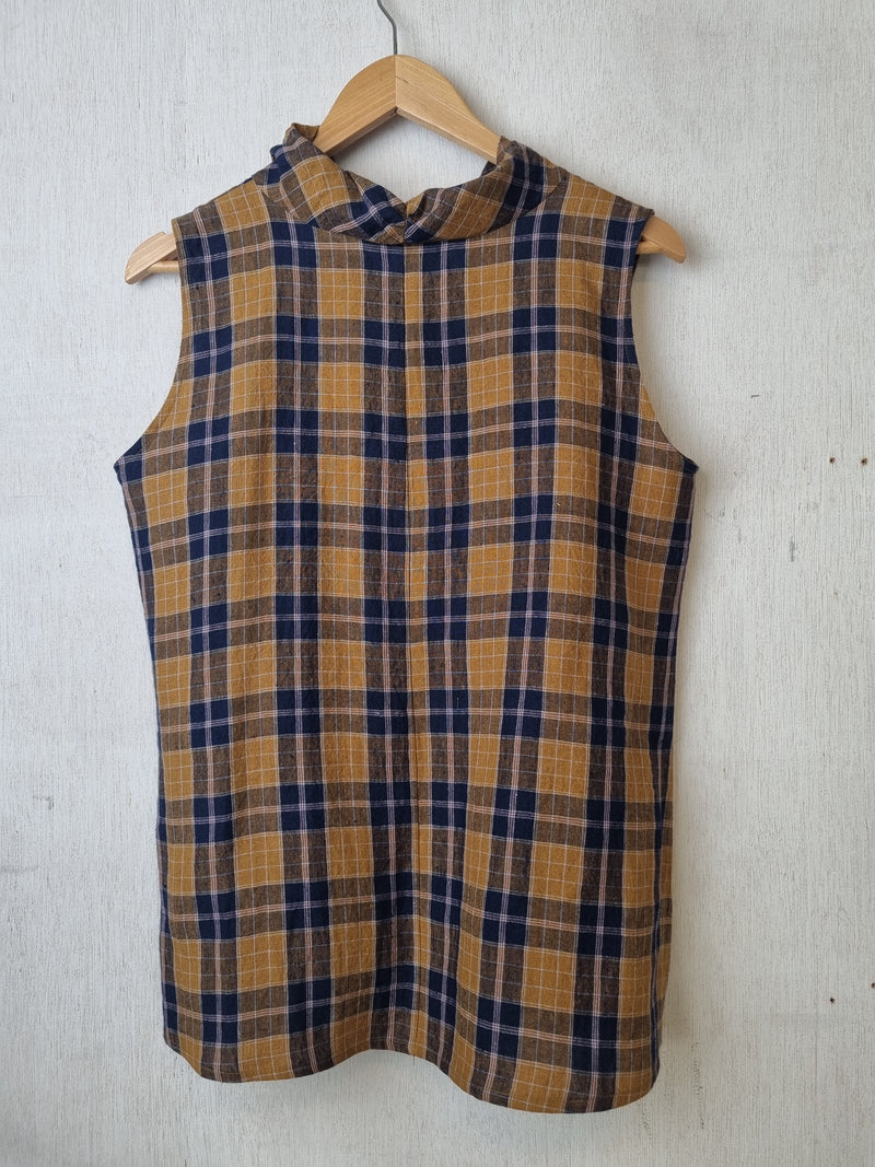 Summer Indigo Check Top