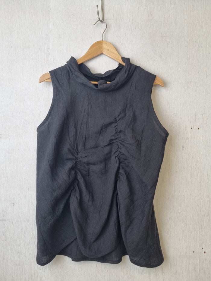 Summer Black Linen Top