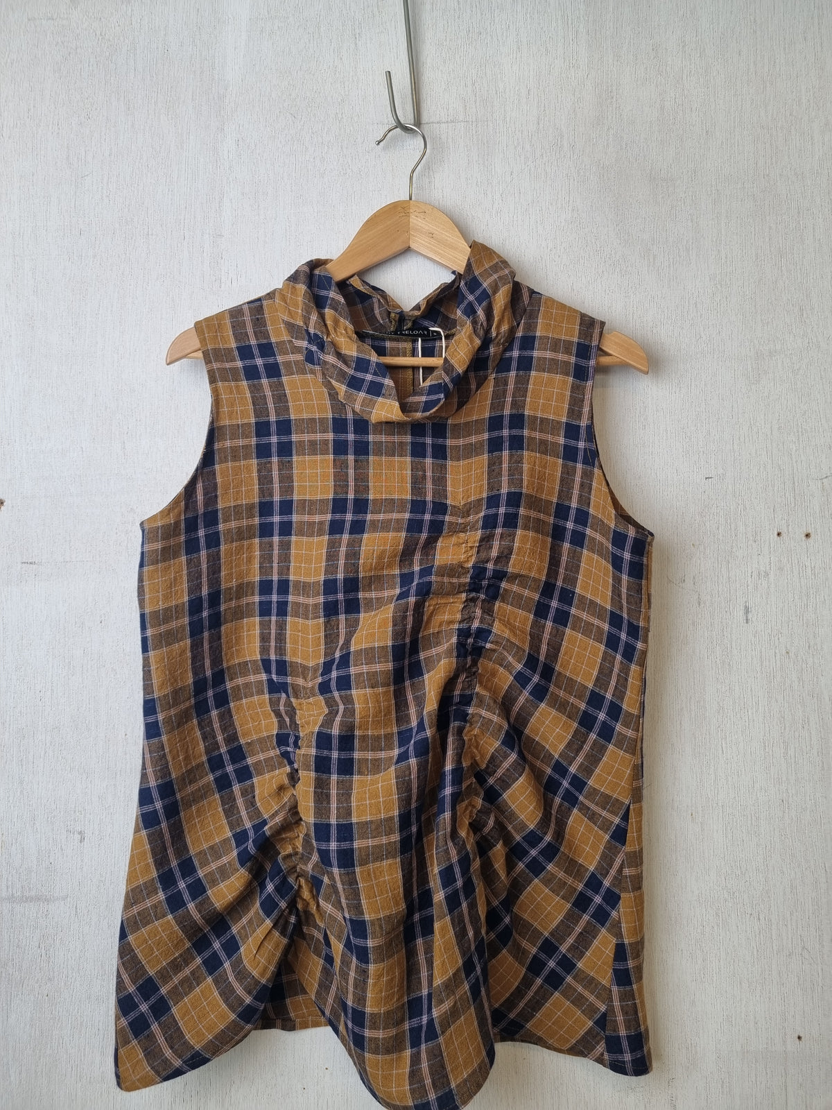 Summer Indigo Check Top