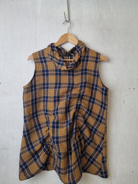 Summer Indigo Check Top