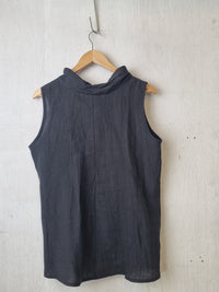 Summer Black Linen Top
