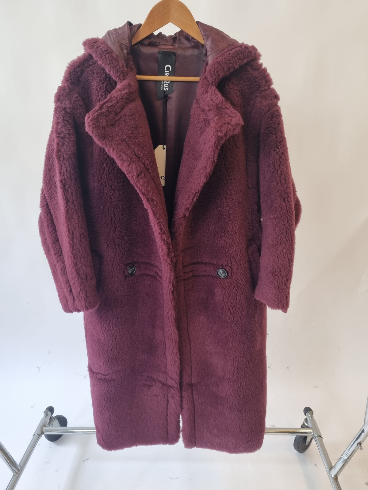 Jojo Sangria Faux Fur Hooded Coat