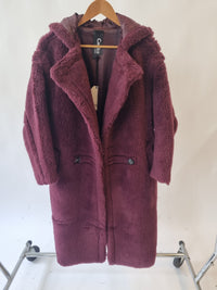 Jojo Sangria Faux Fur Hooded Coat