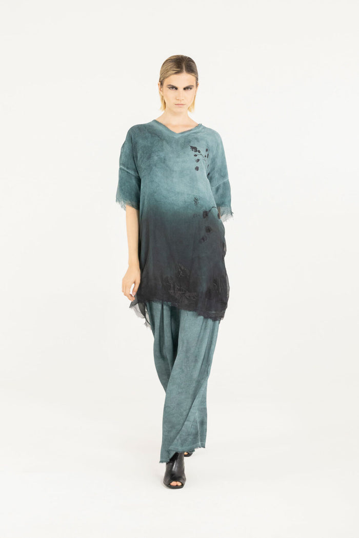 S287 T Shirt Dress Marine Print Tabacco