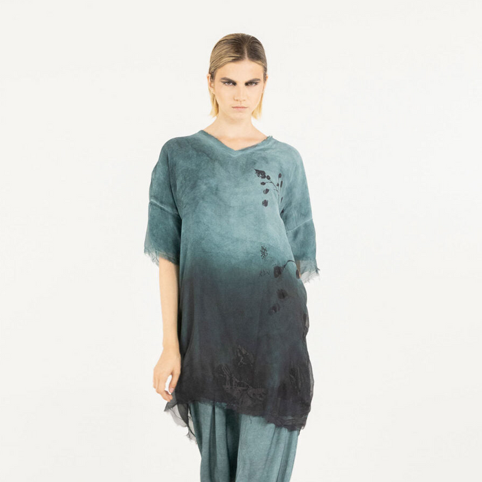 S287 T Shirt Dress Marine Print Tabacco