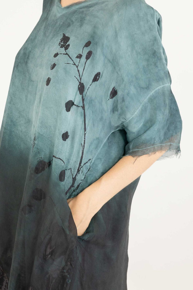 S287 T Shirt Dress Marine Print Tabacco