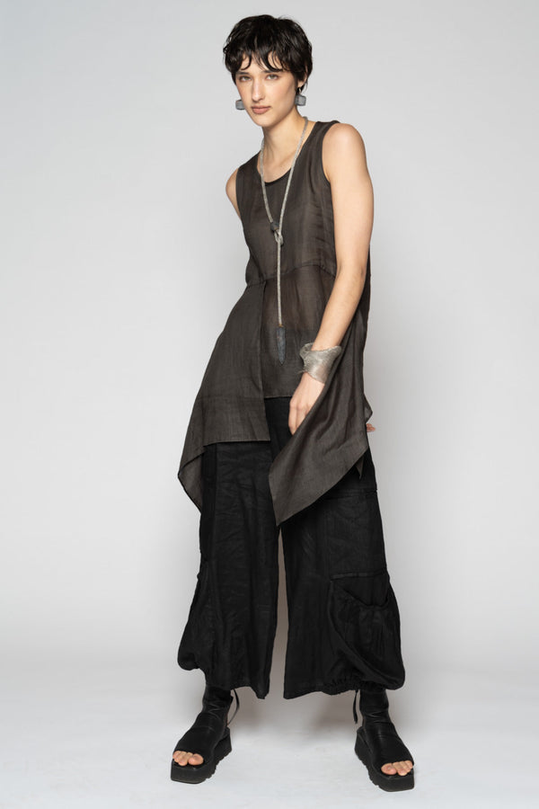 Bloom Drape Top  Charcoal