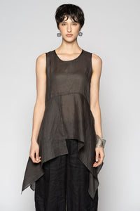 Bloom Drape Top  Charcoal