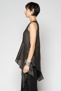 Bloom Drape Top  Charcoal