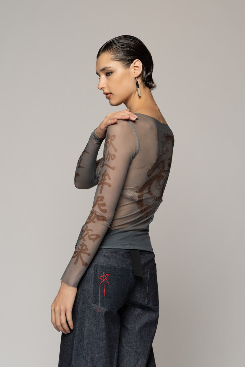 Tatu Mesh Top Denim