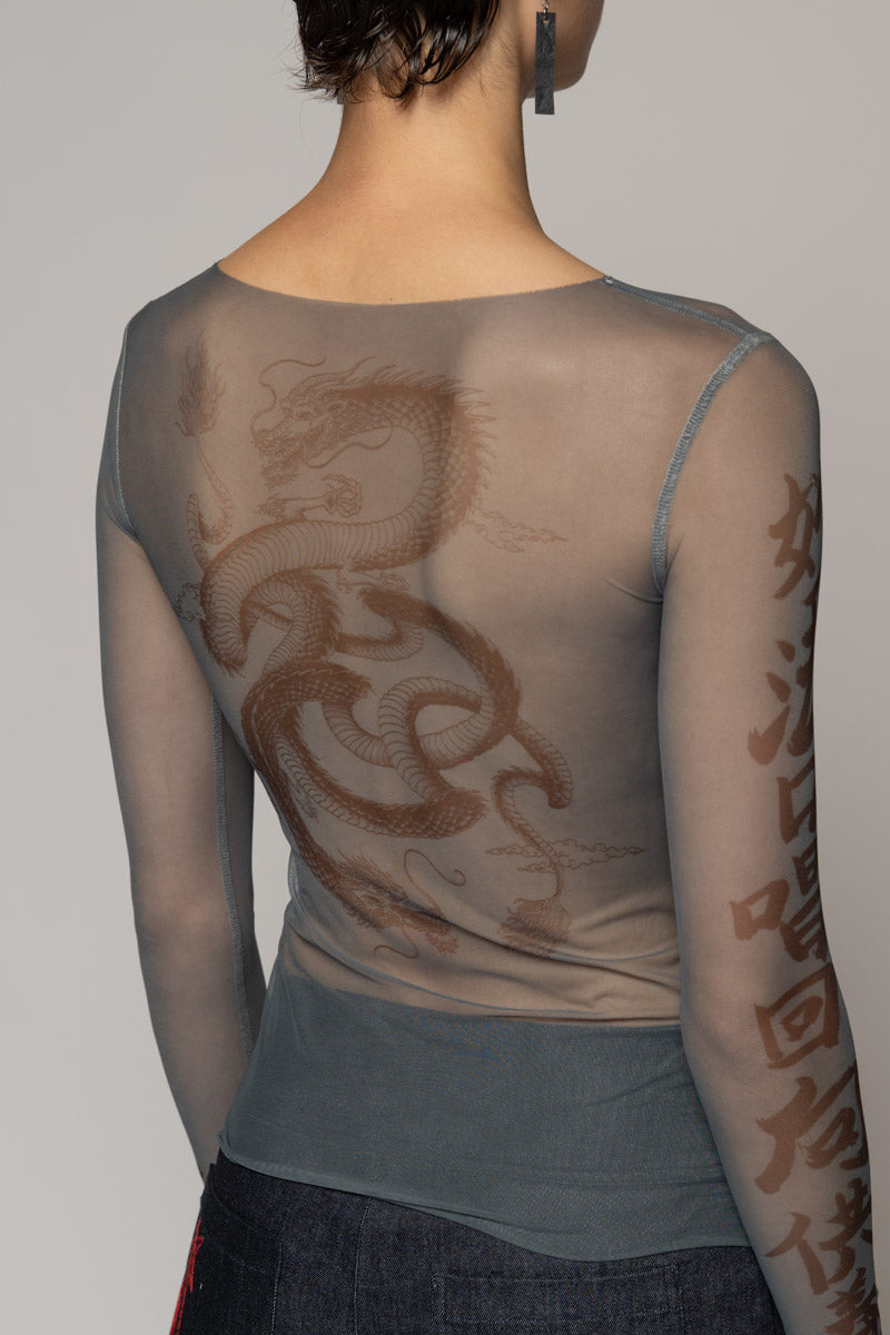 Tatu Mesh Top Denim