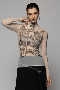 Tatu High Neck Top Nude