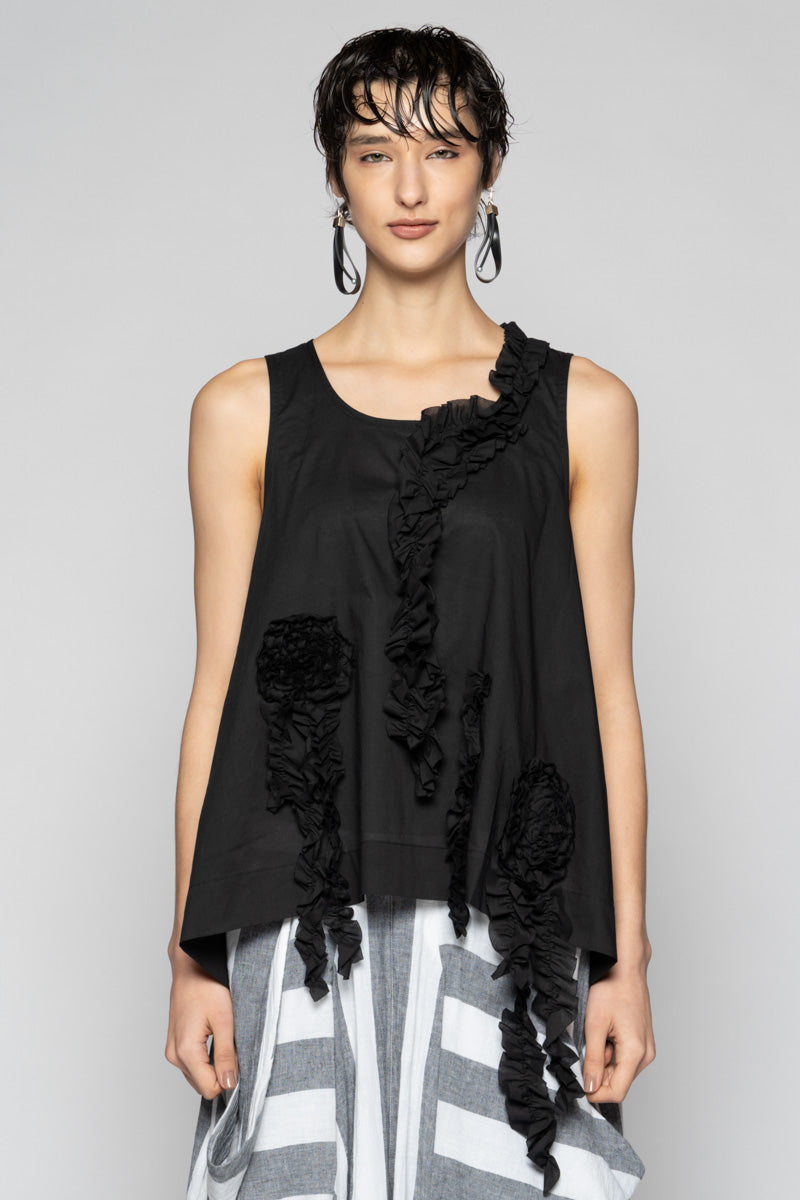 Mimi Frill Tank Black