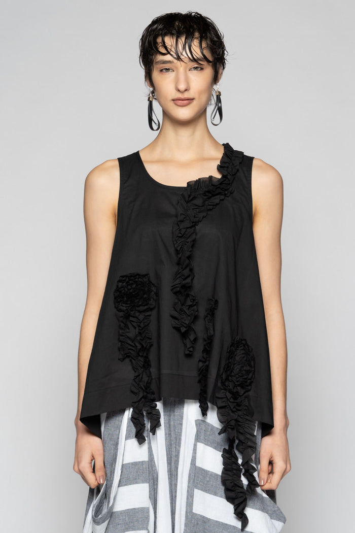 Mimi Frill Tank Black