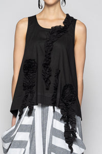 Mimi Frill Tank Black