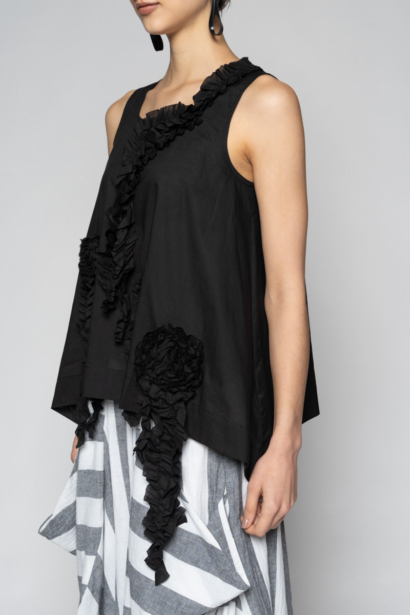 Mimi Frill Tank Black