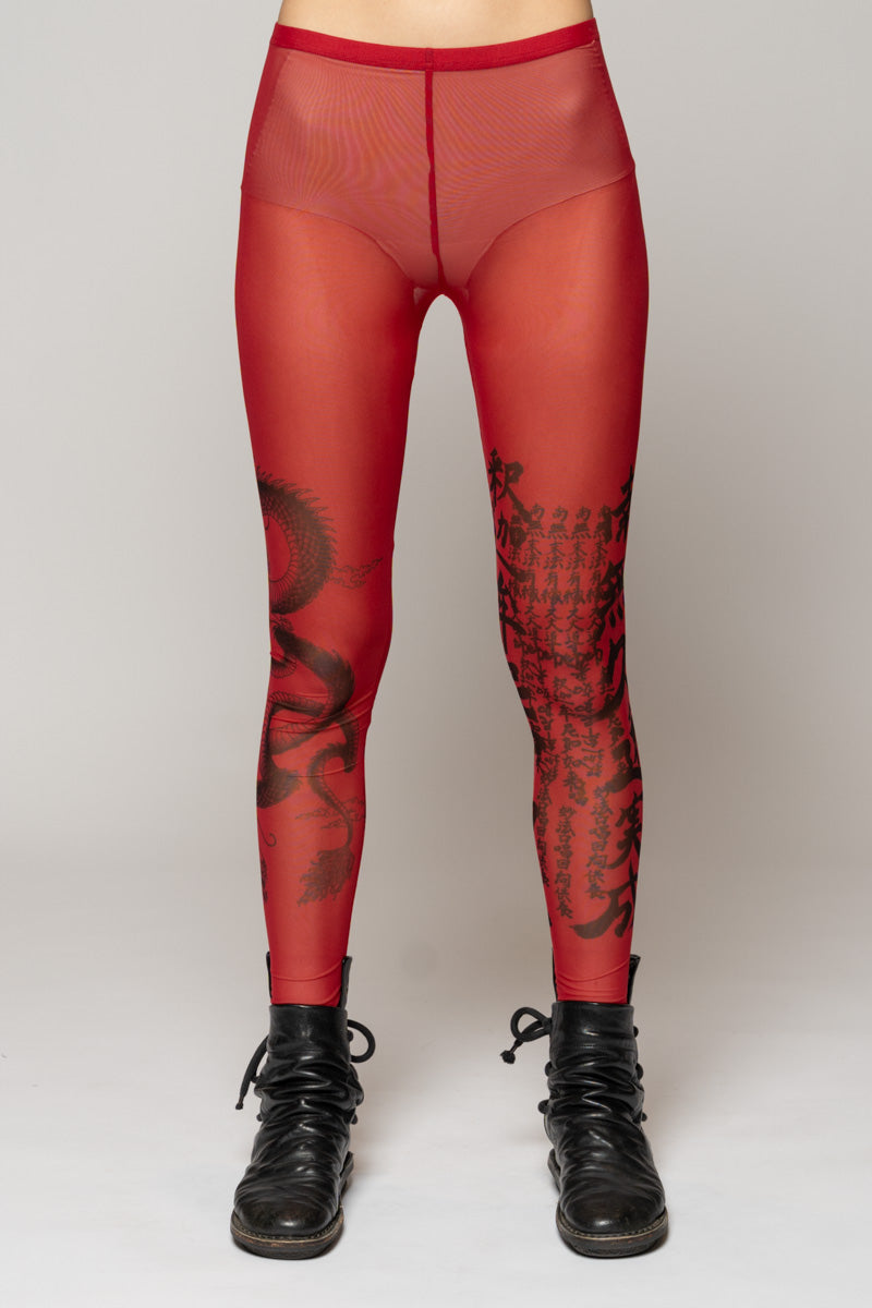 Tatu Mesh Tights Red